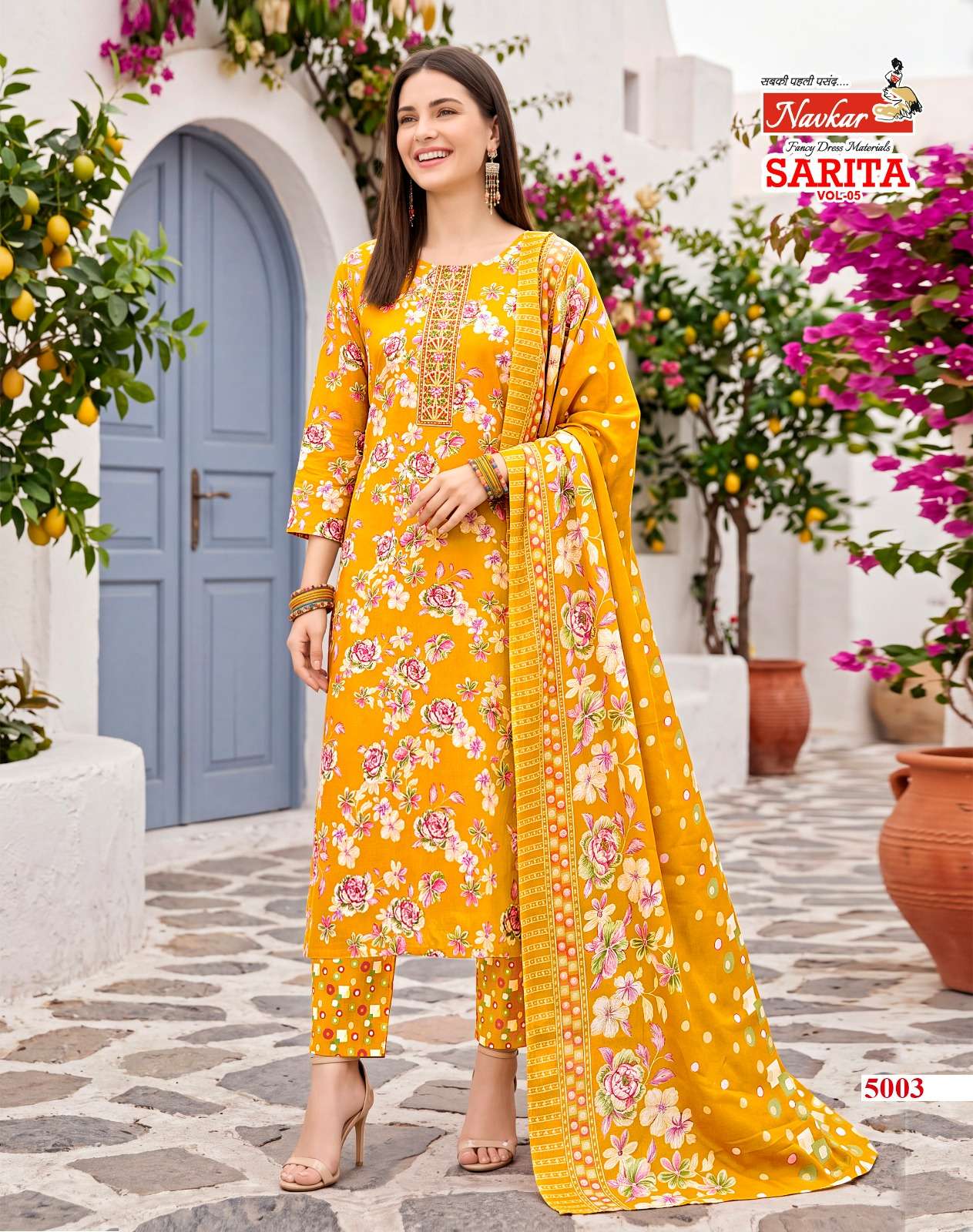 NAVKAR SARITA VOL 5 REDYMADE CATALOGUE MALESIYAN COTTON PRINT SALWAR SUIT EFFORTLESS ALL DAY